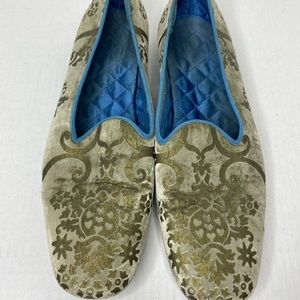 Vintage Gucci velvet slippers 43 1/2 gray & blue